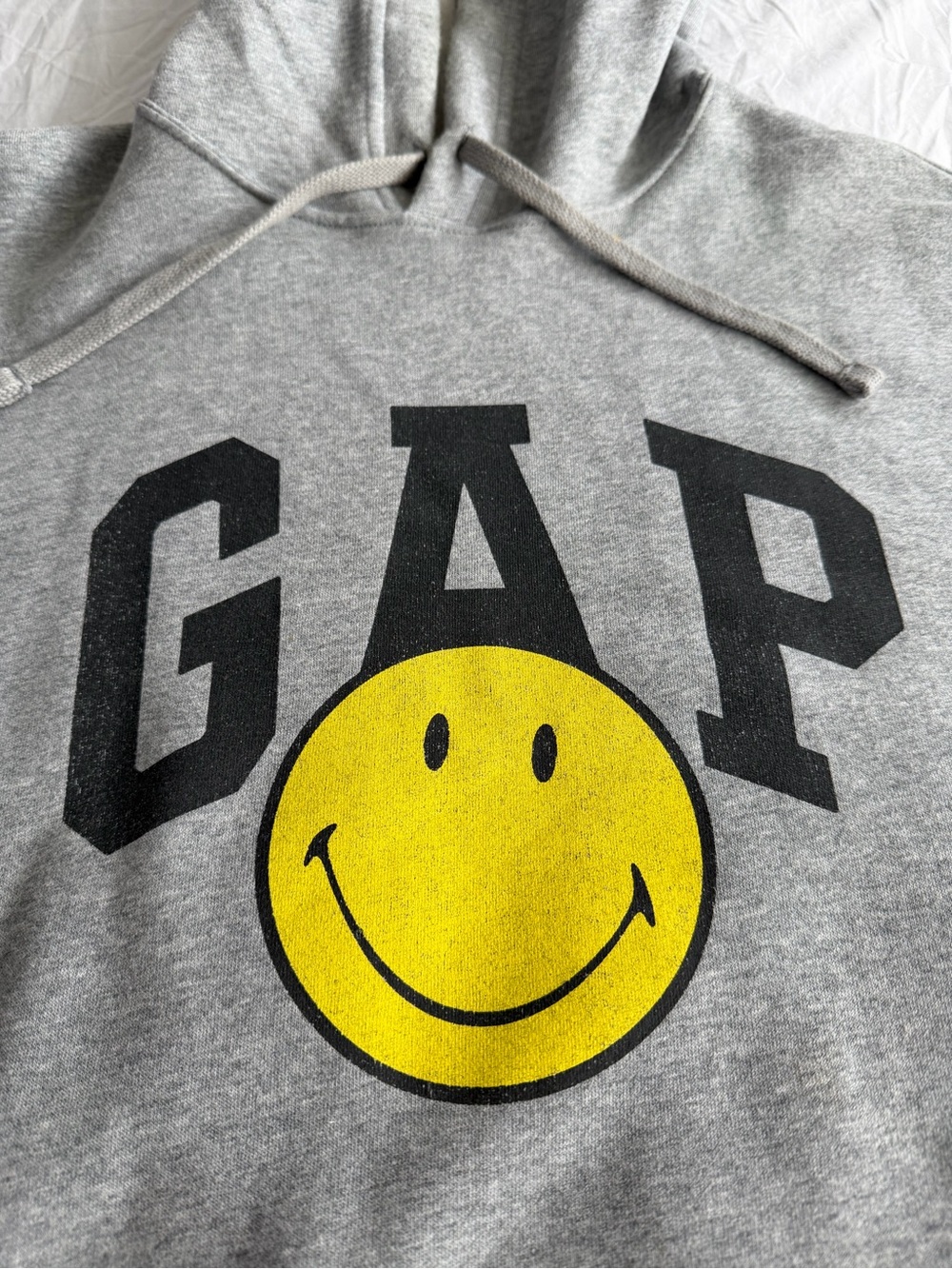 GAP smiley edition Gray Hoodie with Yellow Smiley Graphic